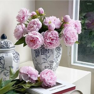 Wazony nowoczesny wystrój domu niebiesko-biały ceramiczny wazon kwiatowy ręcznie malowany butelka butelka delikatna wszechstronna dekoracja biurka