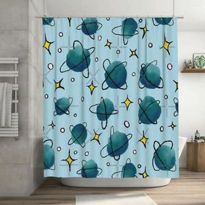 Cortinas de chuveiro padrão de espaço abstrato - cortina azul claro 72x72in com ganchos presente personalizado do amante