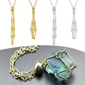 Colares de pingente Suporte de colar de cristal ajustável gaiola de liga de pedra vazia para jóias DIY Neckalce B4K1