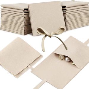 Present Wrap 30 PCS Microfiber Jewelry Pouch 8 x CM Packaging Bag Luxury Small Påsar Bow Tie för armband