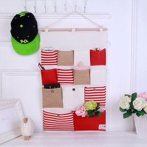 Wohnzimmer 13 Taschen Jute Nähte Hängetasche Fabrik Großhandel Wand kreative Stoff Home Storage Finishing Bag