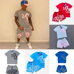 مصمم للرجال شورتات شارع هاي ستريت الصيف رجال من قطعتين من قطعتين Synaword Hip Hop 2024 Trendy T-Shirt مطبوع Syna Short High Street