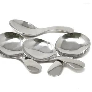 Baking Moulds 4Pcs Stainless Steel Short Handle Spoons Mini Salt Condiments Spoon Dessert Tea Coffee Silver