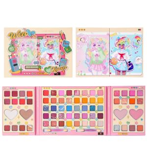 Shadow 68 Farben Cartoon-Design, mehrfarbige, matte Lidschatten-Palette mit Puffsticks, Glitzer-Pailletten, Lidschatten, professionelles Make-up