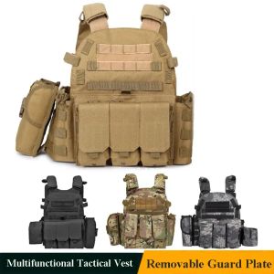 Justerbar kamouflage 6094 Taktisk militär Molle Vest Airsoft Army Body Armor Outdoor Hunting CS Field Combat Plate Carrier