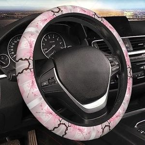 Capas de volante rosa flor de cerejeira elástica capa de carro alta borracha de cloropreno eco amigável durável interior 15 polegadas
