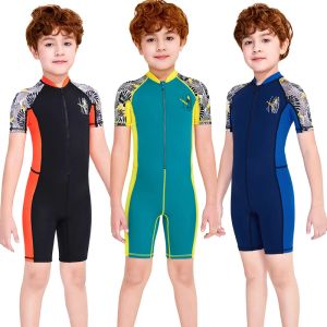 Set Children Swimsuit Fashion Surfing Surfing Surfing Wetsuit for Kids Boys Short Swimwear One Piece Swimming Scuba