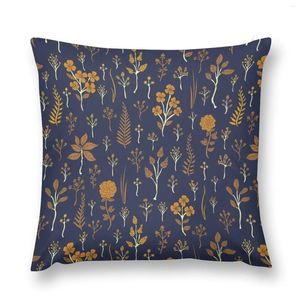 Travesseiro Azul Marinho Mostarda Amarelo Padrão Floral Sofá S Decorativo Personalizado