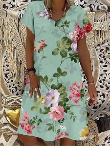 Sukienki imprezowe Kobiety moda Summer luźna sukienka plażowa vintage 3D nadruk A-line damskie damki