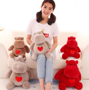 Kawaii Soft Love Heart Hippo Plush Doll Big Stuffed Cartoon Hippos Baby Toy Doll for Children Gift Decoration 20inch 50cm DY506177200182