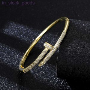 Hochwertiger Designer-Armreif, Nagelarmband, lichtecht, leichter Luxus, 18 Karat Gold, Volldiamant-Armband, Schmuck, Original 1:1 mit echtem Logo