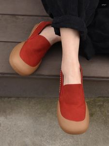 Casual Schuhe Artmu Echtes Leder Nähen Loafers Für Frauen Slip Auf Flache Heels Weiche Sohlen Luxus Tiefe Mund Wohnungen Damen