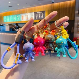 Cartoon Trendy Cool Electroplated Colored Rabbit Key Chain for Men and Women, Cute and Exquisite Drip Glue Doll Key Chain, Bookbag Hanger