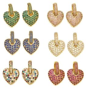 Stud Chic Love Heart Dangle Earring med Clear Crystal Stone Gold Color Hip Hop Style Piercing for Women Wedding Jewelry GiftStud 3386329