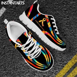 Casual Shoes INSTANTARTS Fashion Female Sneaker ADHD Awareness Ribbon Printing Women Flat Warm Comfort Lace Up Zapatos Mujer Verano