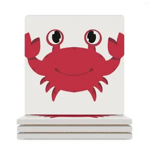 Table Mats Crab Ceramic Coasters (Square) Set For Drinks Personalize Aesthetic