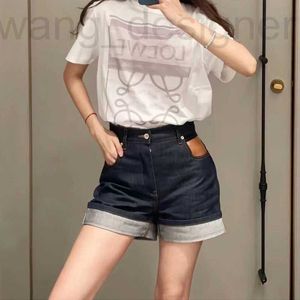 Women's Shorts designer South Oil High Version LOW * 24 Spring/Summer New Leather Label Pocket Curled Hem Waist Straight Leg Denim for Women FB1B