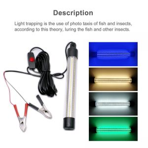 2000lm 30W LED à prova de Warter Submersível Night Light Light Underwater Fish Lure Bait Finder Lamp Green Blue Light DC 12V 24V