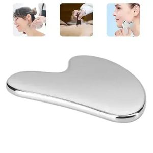 Aço inoxidável guasha raspagem massagem raspador rosto massageador aperto resfriamento gua sha olho rosto placa spa ferramenta de massagem corporal 240320