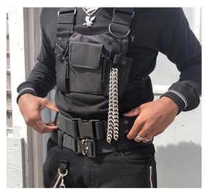 Nylon Adjustable Black Vest Hip Hop Tactical Chest Bag Streetwear Functional Harness Chest Rig Kanye Waist Pack Fashion1004144