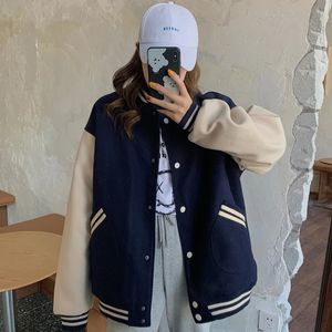 Herbst Y2k Baseball Jacken für Frauen Mode Winter Mantel Vintage Varsity Bomber Jacke Rot Blau Rosa Streetwear Oberbekleidung 240320