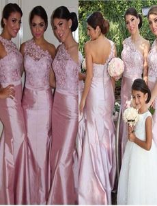 Charming New Lace Bridesmaid Dresses Sheath One shoulder Long Bridesmaid Gown Custom made Formal Dresses 20153925014