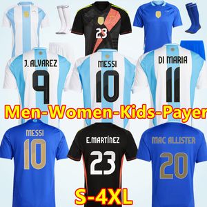 2024 Argentina Soccer Jerseys Messis Otamendi de Paul National Team Dybala Martinez Kun Aguero Maradona Football Shirts 24 25 Men Women Player Di Maria Kids Kits S-4XL