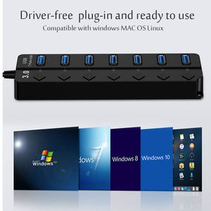 Adapter zasilający USB 3.0 4/7 Port Multi USB Splitter Hub Hub 2,0 USB wielokrotne przełącznik Expander 30cm kablowe stacje dokowania