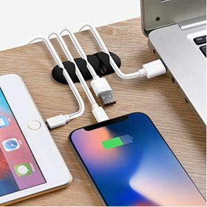 Silikon USB -kabelorganisatör Clip Cable Winder Desktop Tidy Management Clips Cable Holder For Mouse Headphone Wire Management