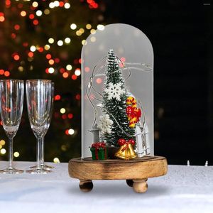 Dekorativa blommor julgran i glas kupol kreativ dekoration trä bas valentiner gåva heminredning för fest bröllop sovrum xmas