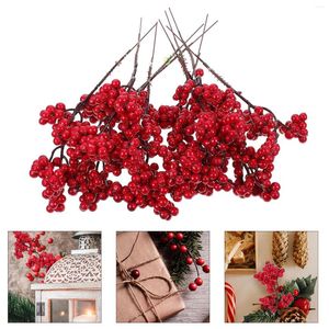 Flores decorativas 10 PCS Bagas Artificiais Natal Berry Pick Simulado Ornamento Planta Emulado Plástico