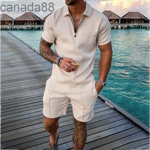 Mens Tracksuits Summer Tracksuit Casual Short Sleeve Zipper Set For Men Clothes Streetwear 2-Piece Suit Malemens Mensmens 84xq