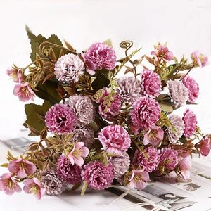 Dekorativa blommor QSM konstgjorda blommor falska silkesduk Daisy Carnation Deco Ancient Shore 2 Small Buquets Lilac Desktop Room Decor