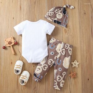 Clothing Sets Western Born Baby Boy Summer Clothes To The Herd Romper Cow Pants Set Hat 3Pcs Infant Cowboy Outfit