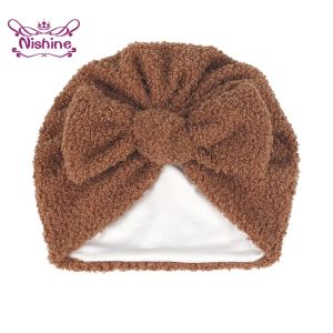 Nishine Newborn Turban Hat Hate Soft Beanie Double Layer Antumn Winter Shats с пухлыми девочками аксессуары для волос детские шапки
