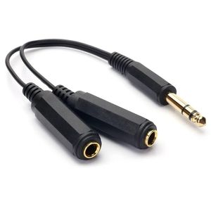 3.5mm Mic Headset Splitter Adapter Cable 1 TRRS Male To 2 TRS Female Audio AUX Studio Y Converter Cord