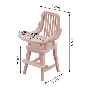 1:12 Dollouse Mini Cadeira de jantar Cadeira alta Cadeira de jantar Modelo