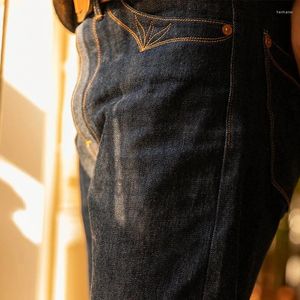 Erkekler Kot Kırmızı 350 Çiçek Dikişli 14oz Selvedge Denim Erkekler İş Giyim