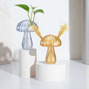 花瓶クリエイティブキノコ形状のガラス花瓶の水耕栽培植物デスクトップクラフト装飾品ホームリビングルームの装飾