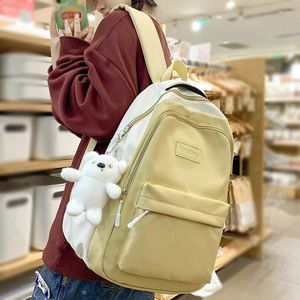 Okul çantaları kız seyahat su geçirmez sarı eğlence çantası moda kadınlar öğrenci sırt çantası bayanlar naylon sevimli kitap kadın dizüstü bilgisayar kolej