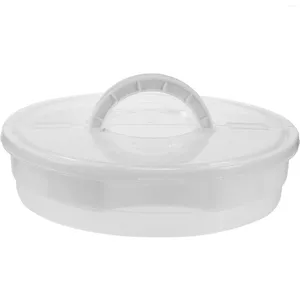 Servis uppsättningar plast runda transparent bärbar pajpizza skiva lagringslåda godis maträtt med lock bär fodral multifunktion klar