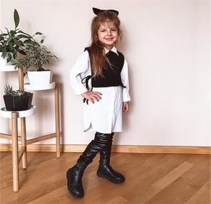 Gooporson Fashion Korean Little Girls Clothes Vestlong Sleee Shirtdress 2 Pieces Spring Cute Teenagers Children Outfits Set 21082526388