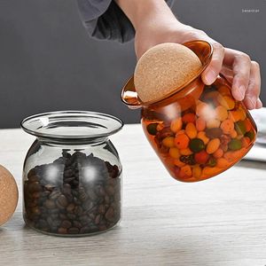 Förvaringsflaskor värmebeständig färgad glasburk diverse korn rund boll kork blommor tätad kaffeböna