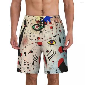 Men's Shorts Ciphers And In Love With A Woman Print Swim Trunks Quick Dry Swimwear Beach Board Joan Miro Abstract Art Boardshorts