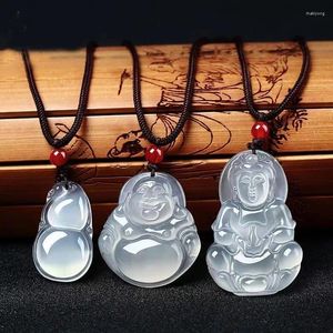 Naszyjniki wisiorka fabrycznie hurtowy agat biały chalcedony avalokitesvara Buddha pozostawia złotą riffinę gourd cukle jade