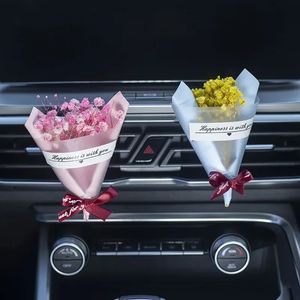 NUOVO 2024 mini rose bouquet auto di sfiato per clip sfidante di fiore secco diffusore gypsophila fragrance automobile accessori interni automobilistici