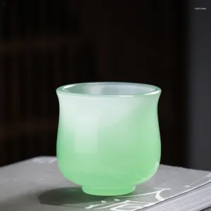 Xícaras Pires Xícara Chinesa Ru Qing Jade Porcelana Chá - Fu Man Grande Capacidade Cha Wan Liu Li Vidro Verde Claro