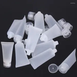 Förvaringsflaskor 50 st tom plastprovflaska med flip lock kosmetiska frostade mjuka rör påfyllningsbara ansiktsrengöringslotion lotion