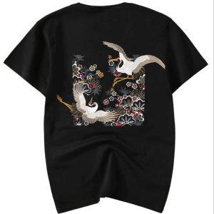 Erkek Tişörtler Tasarımcı Tişört Kısa Kollu Hip Hop Üstleri Tee Yüksek Kaliteli Punk Kuş Nakış Markası Siyah Beyaz Adam T-Shirt Luxury Cl DHFE5