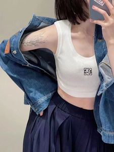 Top recortado camisetas femininas malhas regata designer bordado colete sem mangas respirável malha pulôver das mulheres esporte topos